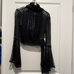 Elegant Black Lace Women's Top nwt